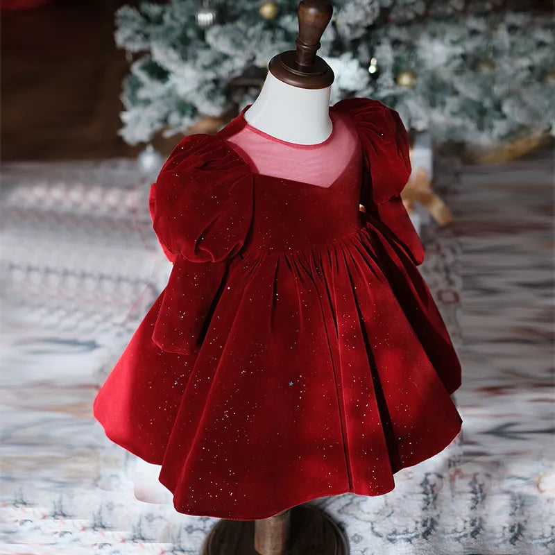 Abito natalizio in velluto rosso