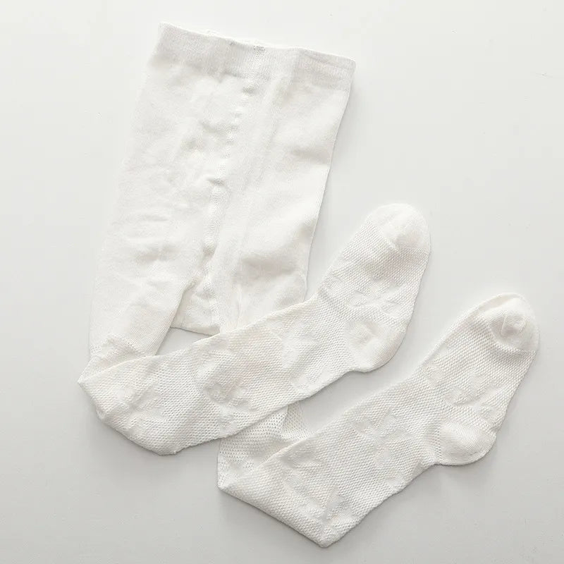 Collant fin fille nœud papillon blanc