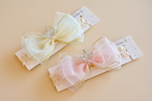 Bandeau bébé fille noeud papillon et couronne, accessoire cheveux bébé