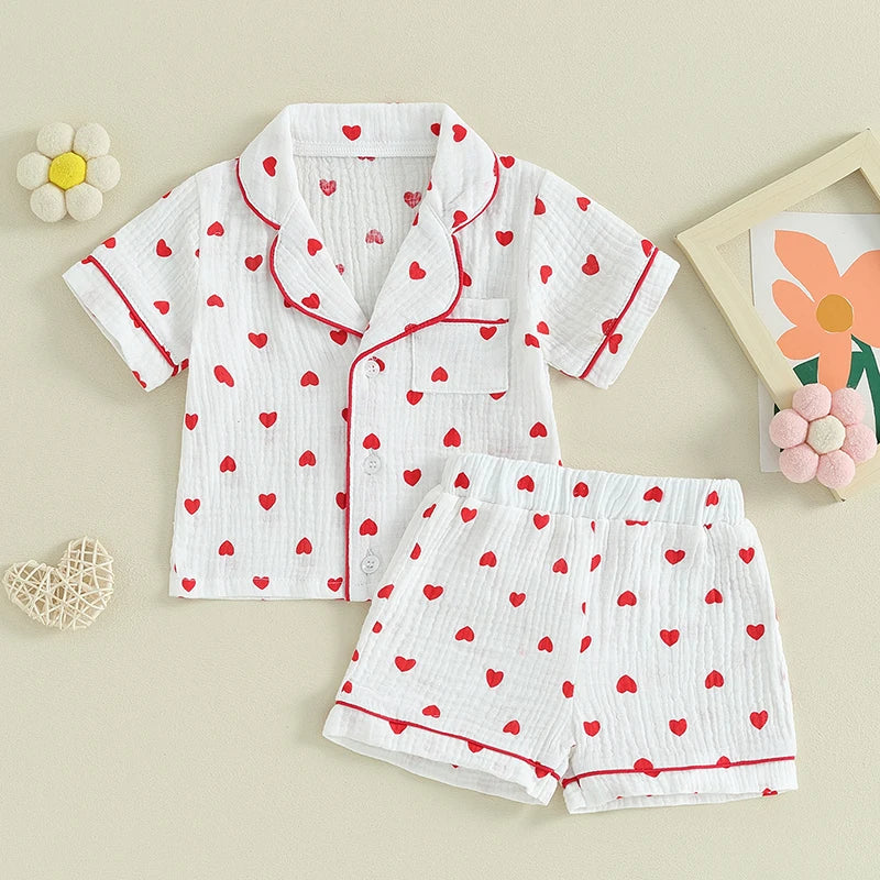 Pyjama fille coton - Coeur short
