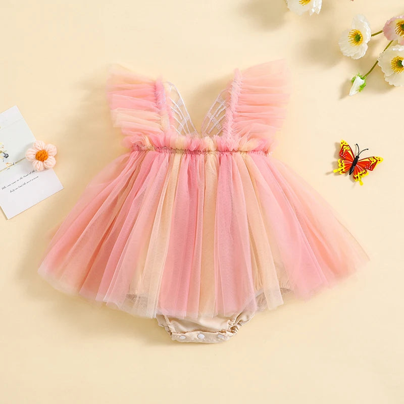 Barboteuse bébé arc-en-ciel papillon