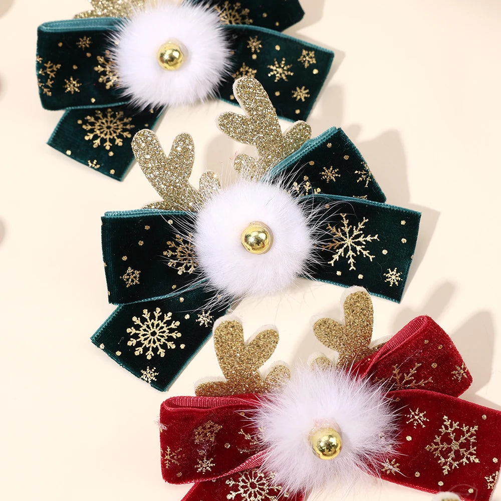 Lot de 4 barrettes de noël petit renne
