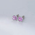 Boucle d'oreille trèfle argenté zircon vert, fille 7 ans