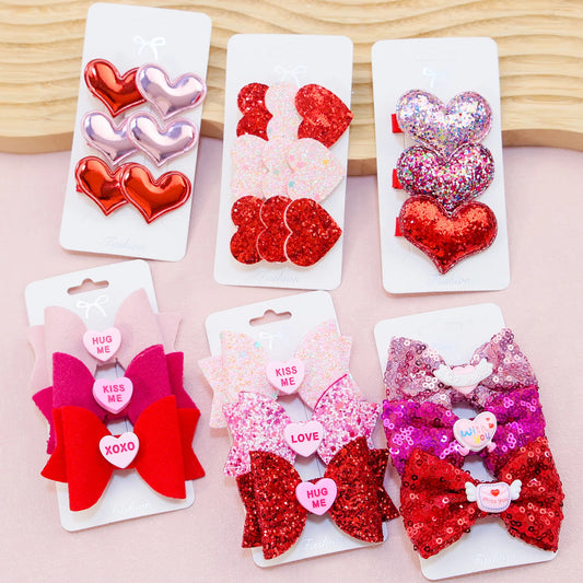 Lot de 3 pièces de barrettes St Valentin