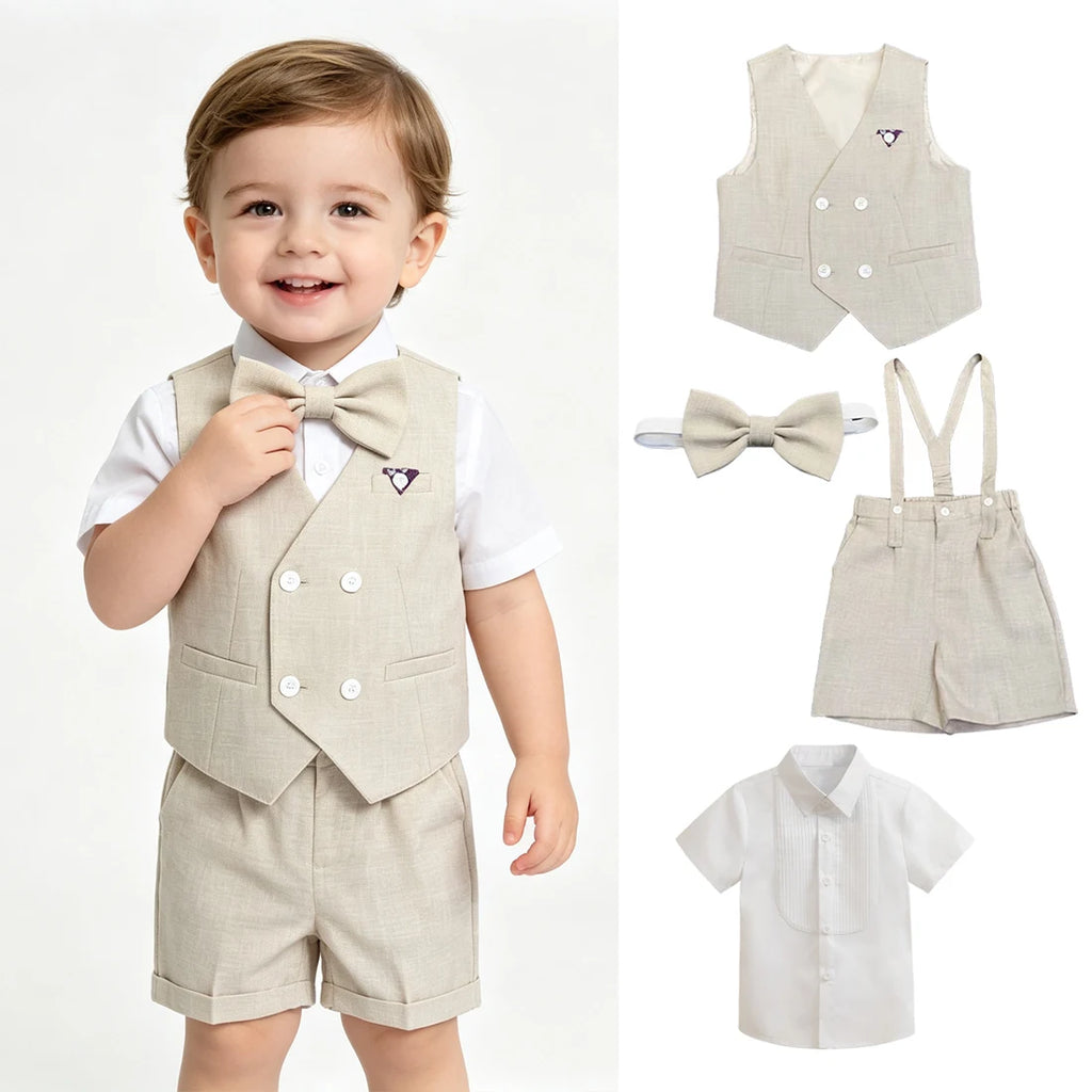 Costume enfant baptême short - 4 pièces Jules