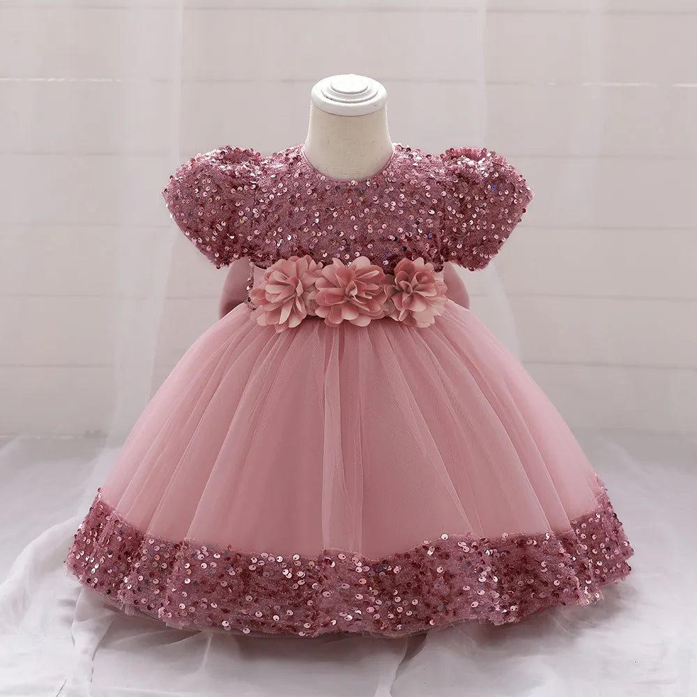 Robe de Noël fille fleur rose