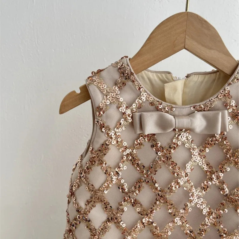 Abito da cerimonia per bambini con volant e paillettes