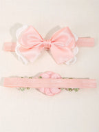 Set di fasce per capelli rosa e bianche per neonati/bambini