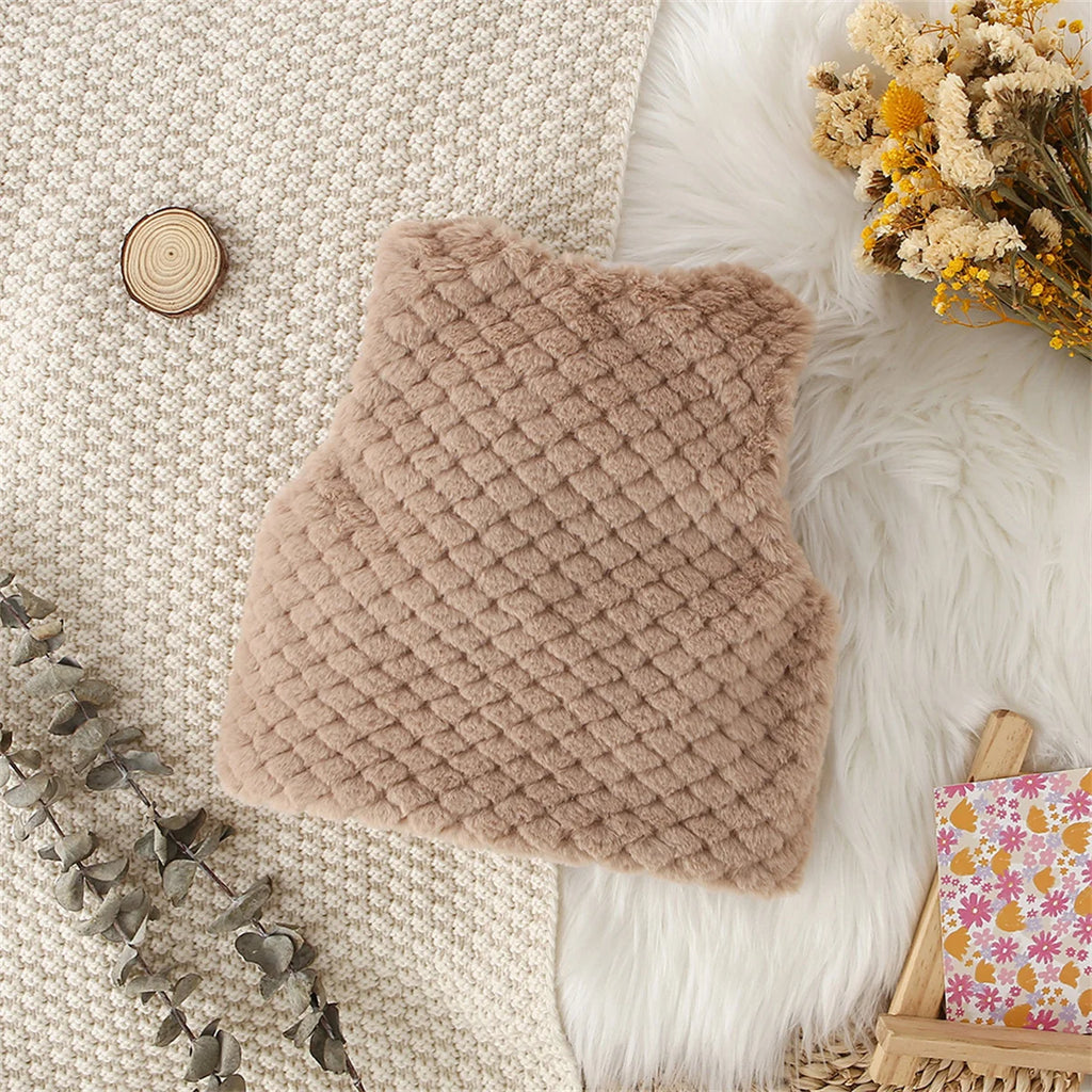 Chaleco de piel sintética para niños + bolsa