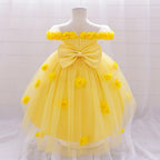 Vestido de gala Melissa con cola y flores