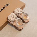 Sandali per neonati/bambini con velcro e fiore