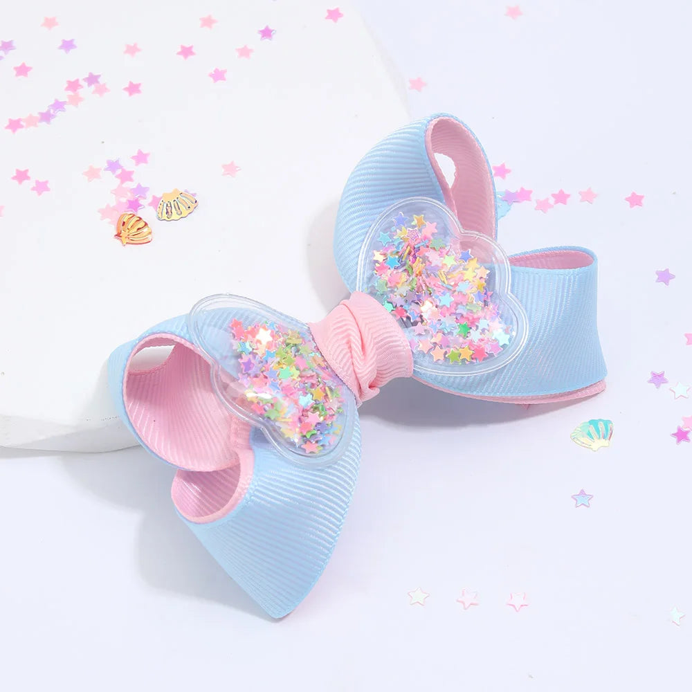 Conjunto de 2 pinzas para el pelo con lazo brillante para niñas