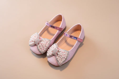 Ballerine fille nœud de papillon de Noël rose