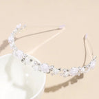 Serre tête cérémonie fille - Strass et fleurs