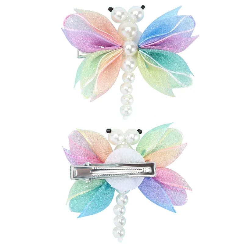 Barrette papillon lot de 2 arc-en-ciel