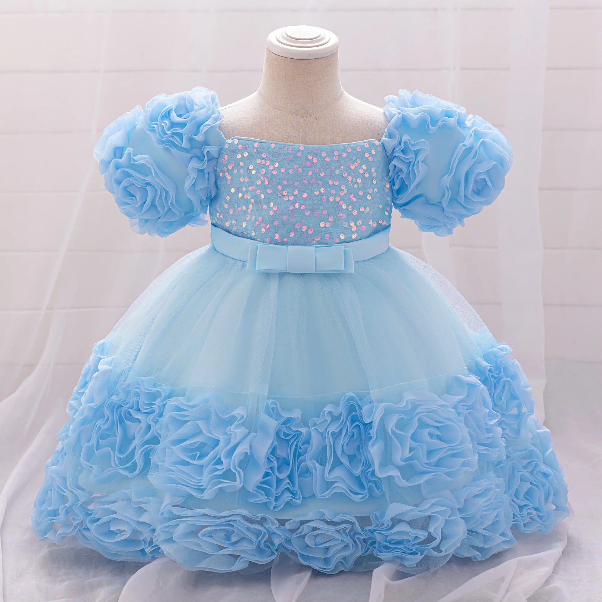 Vestido de cumpleaños para niña, talla grande, rosa