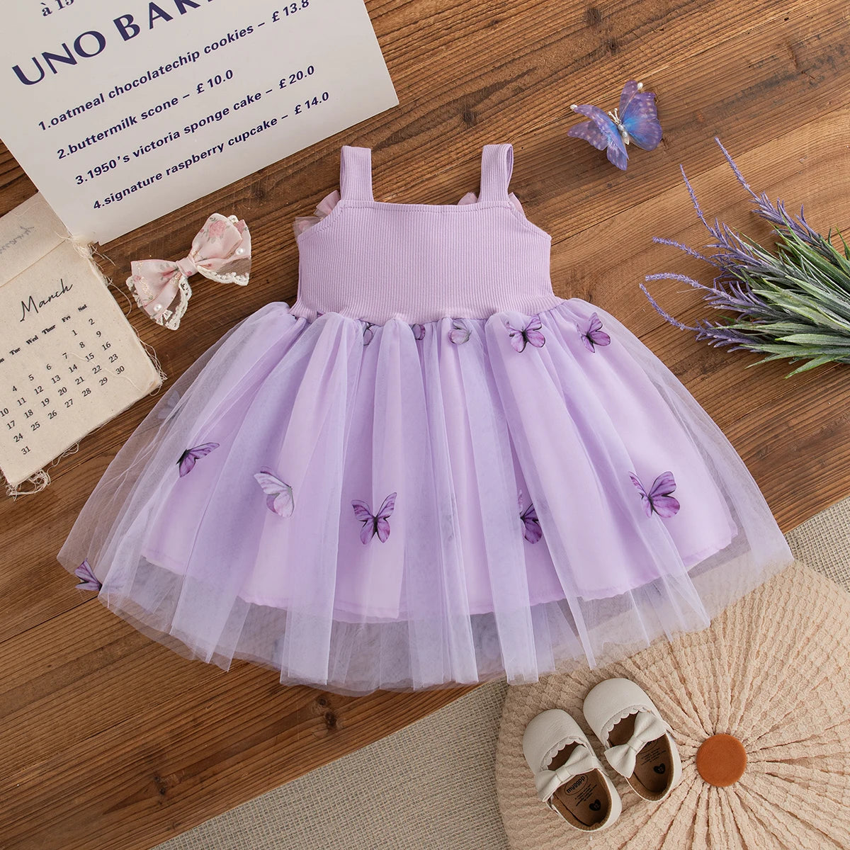 Robe enfant papillon fleurie