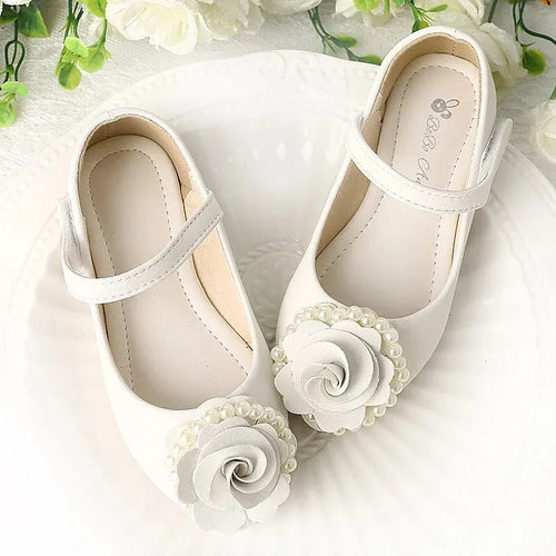 Ballerine rosace crème pour fille, chaussure occasion spéciale