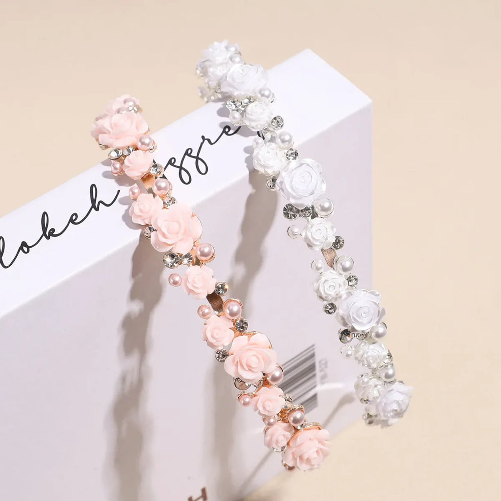 Serre tête cérémonie fille - Strass et fleurs