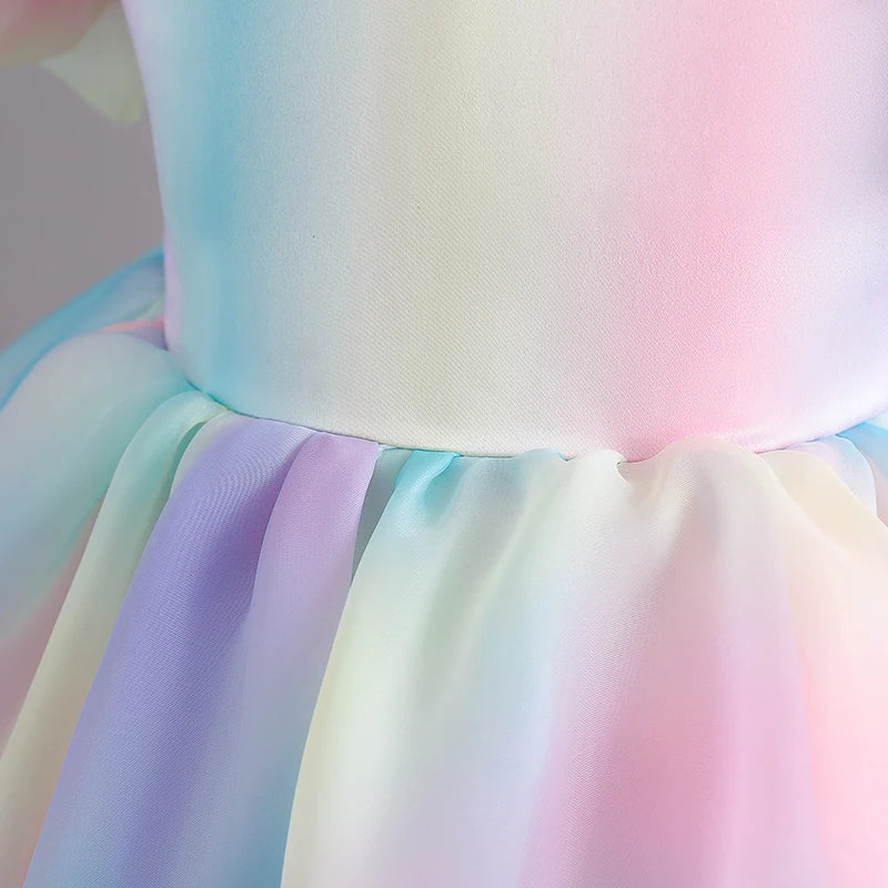 Robe de cérémonie arc-en-ciel fille
