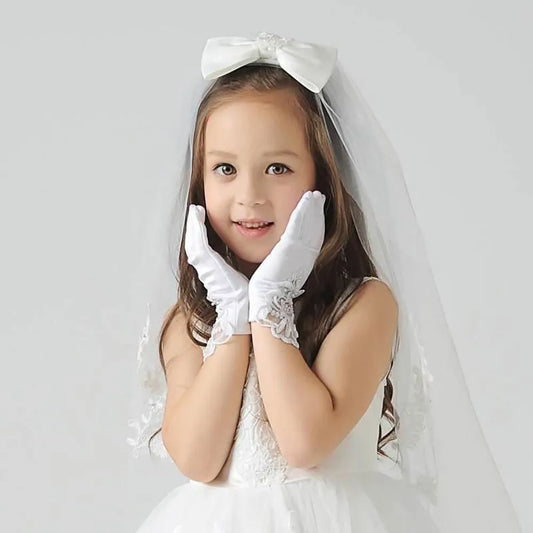 1 paires de gants dentelle satiné