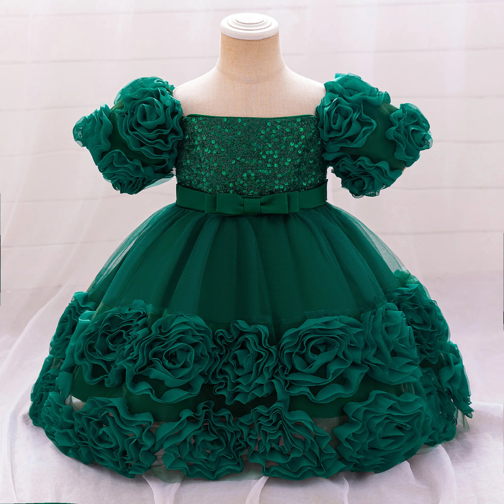 Vestido de cumpleaños para niña, talla grande, rosa
