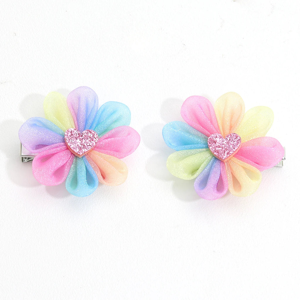 Lot de 2 barrettes fleurs et couleurs enfant pétillantes