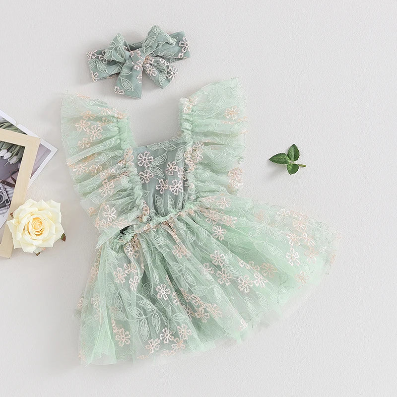 Barboteuse fille cérémonie d'été vert