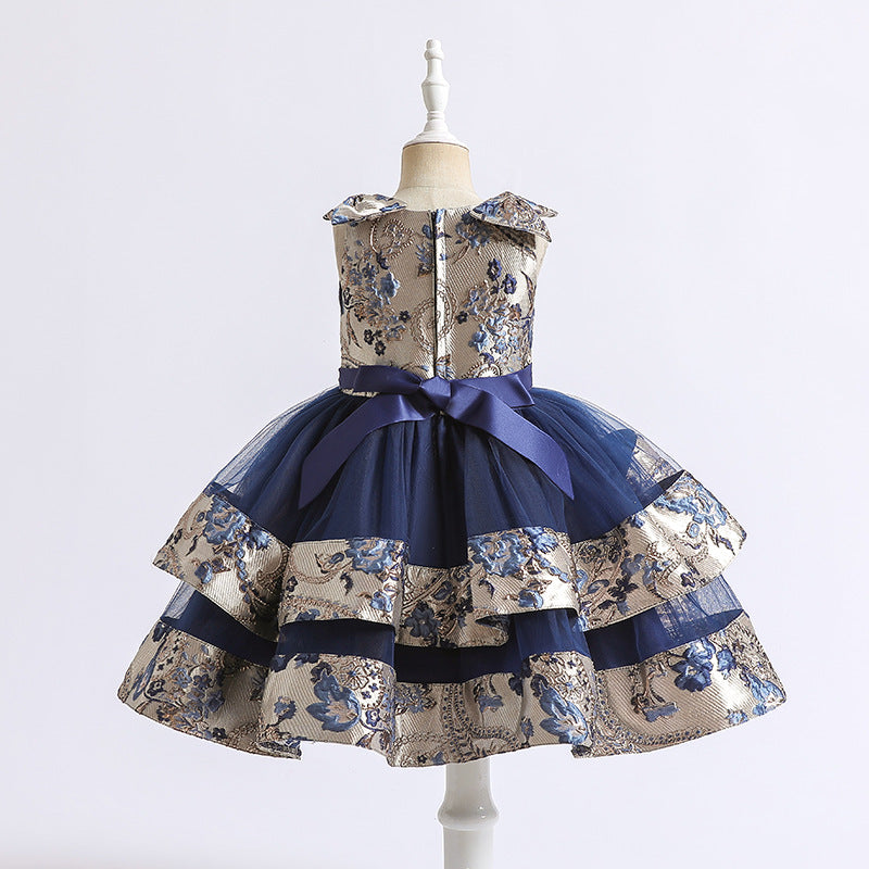 Robe de cérémonie fille élégante avec nœud aux épaules