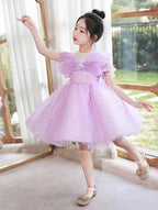 Robe cérémonie enfant fille petite libellule violette
