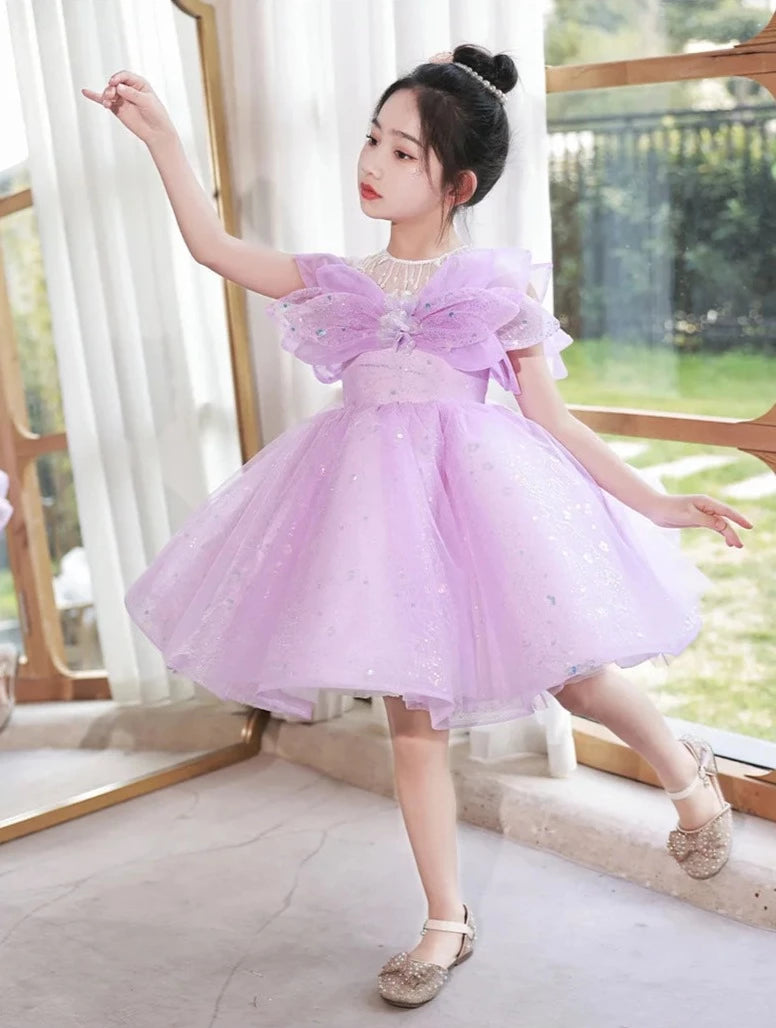 Robe cérémonie enfant fille petite libellule violette