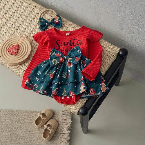 Barboteuse Santa Baby portée par bébé fille 3-6 mois pour Noel