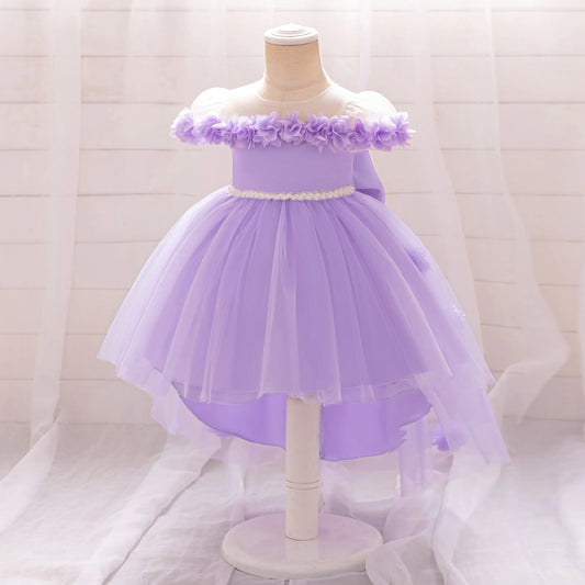 Robe cérémonie avec traine et fleurs Melissa
