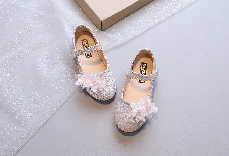 Ballerine rose fille paillettes et fleurs