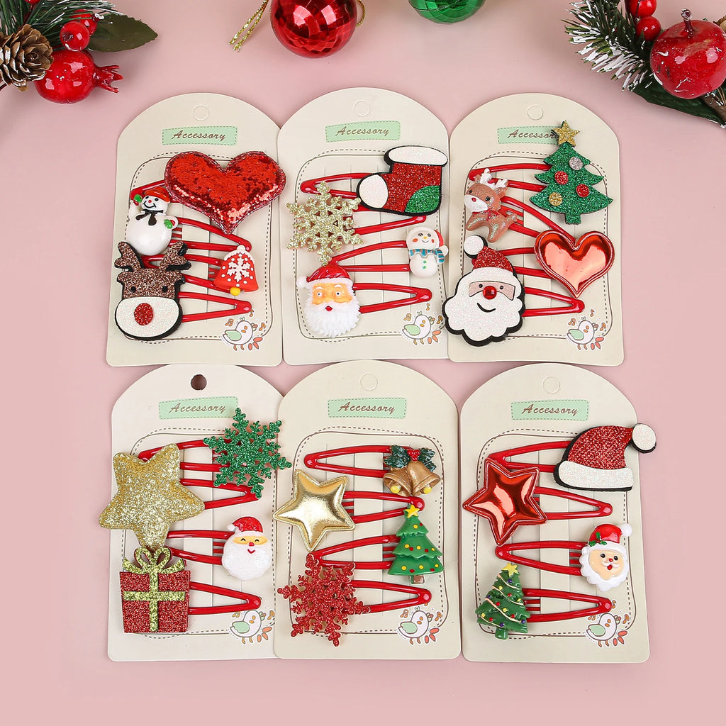 Juego de 4 pinzas para el cabello navideñas