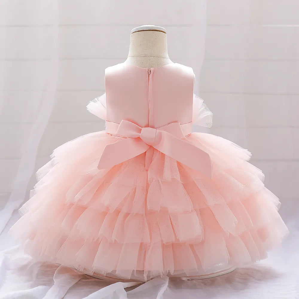 Robe pour noël fille froufrou rose clair