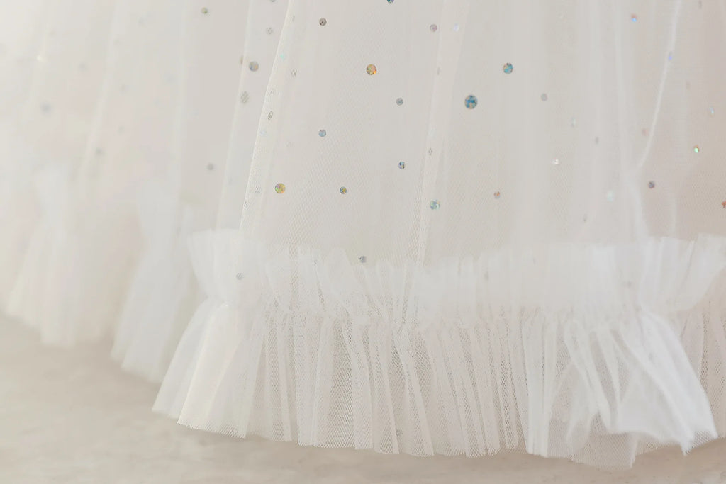 Vestido de cumpleaños azul cielo para bebé niña