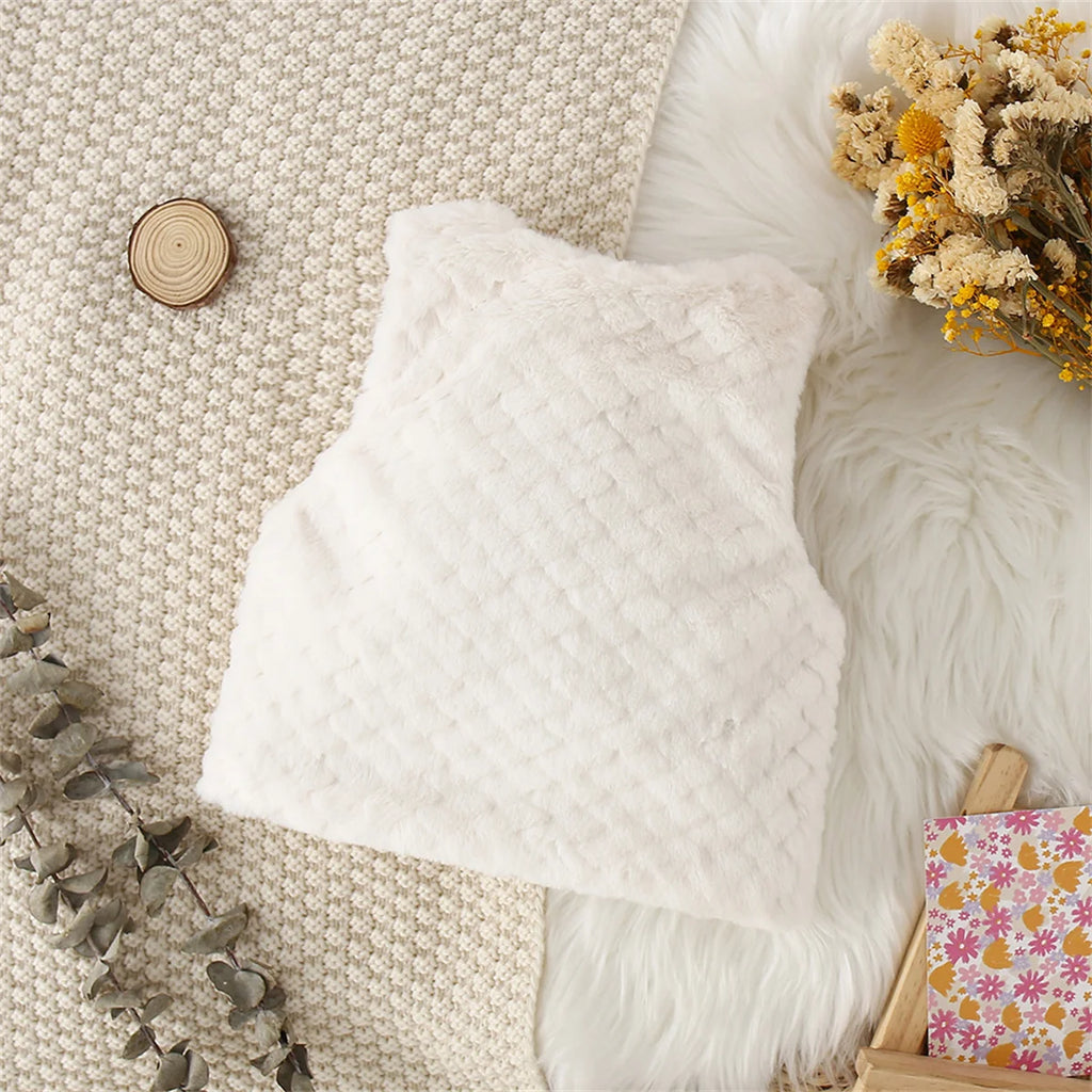 Chaleco de piel sintética para niños + bolsa