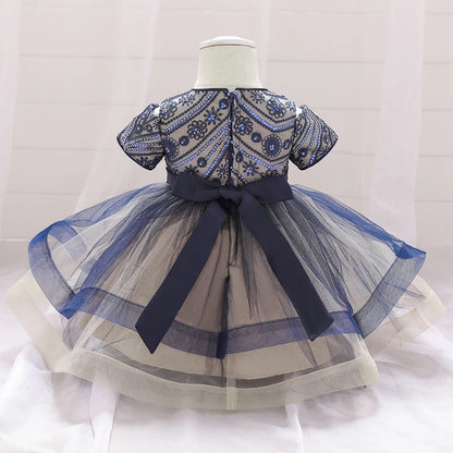 Robe bébé fillette de Noël bleu