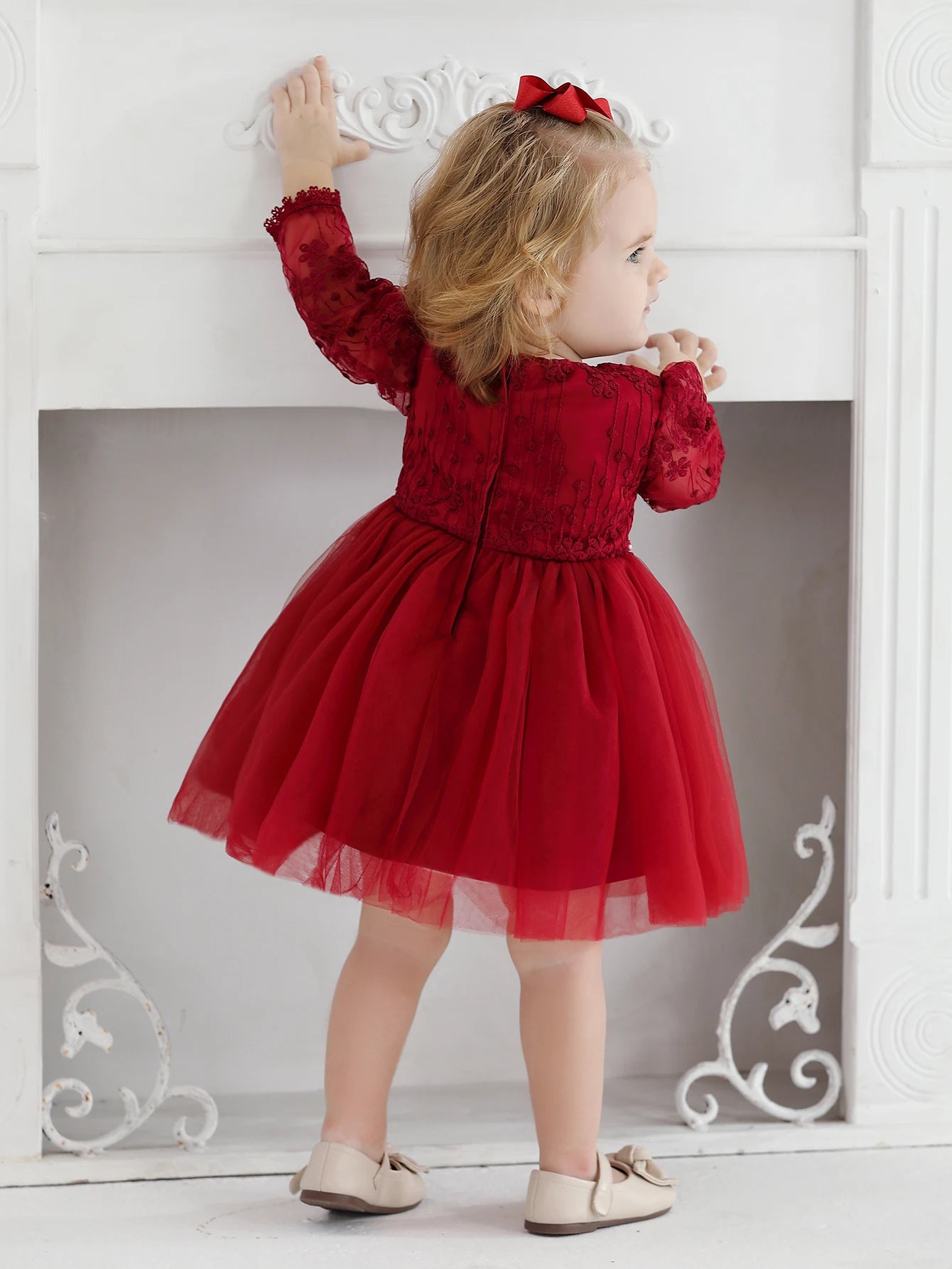 Robe enfant rouge avec manche Tana