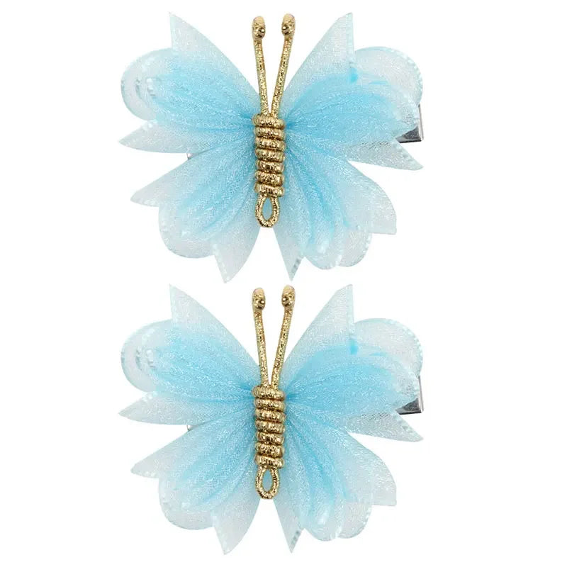Barrette papillon lot de 2 bleu