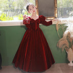 Abito da ballo in pelle scamosciata/effetto lucido per bambine