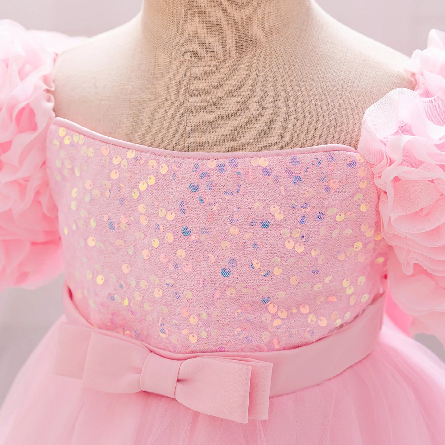 Robe d'anniversaire fille Grande rose