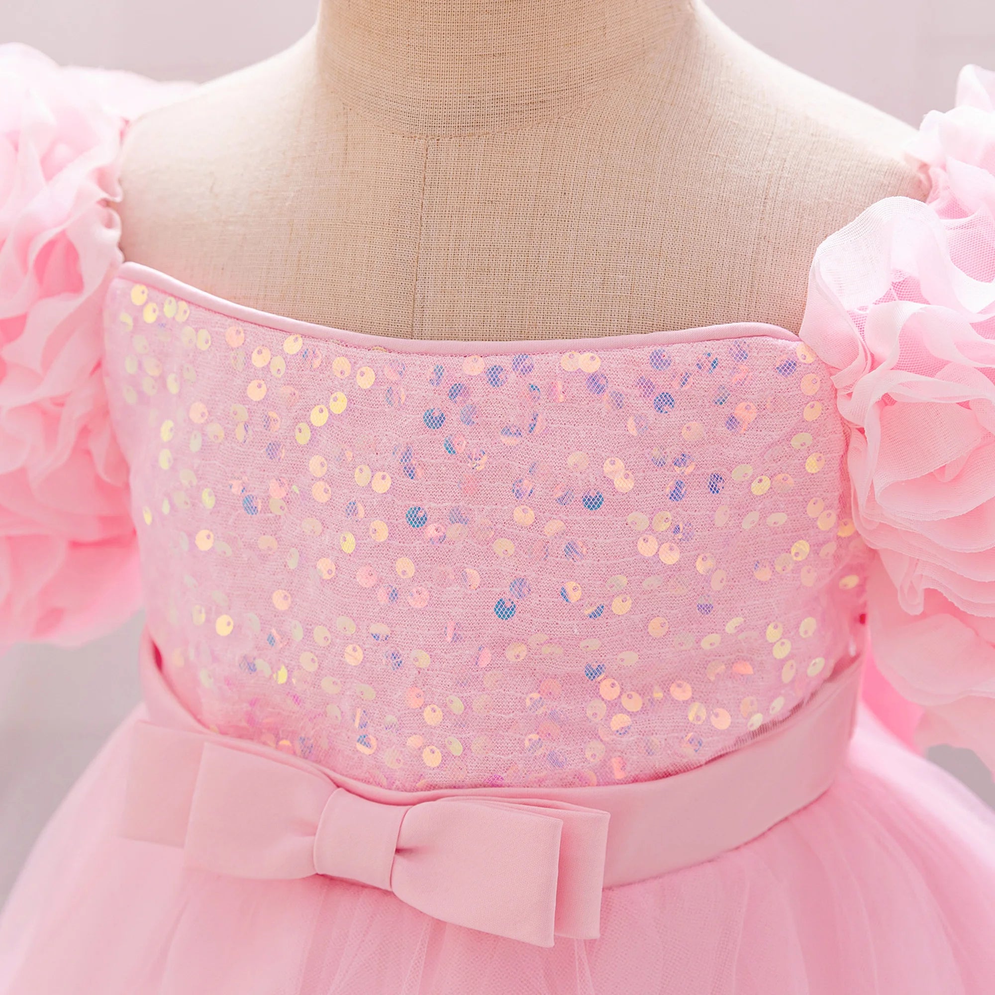 Vestido de cumpleaños para niña, talla grande, rosa