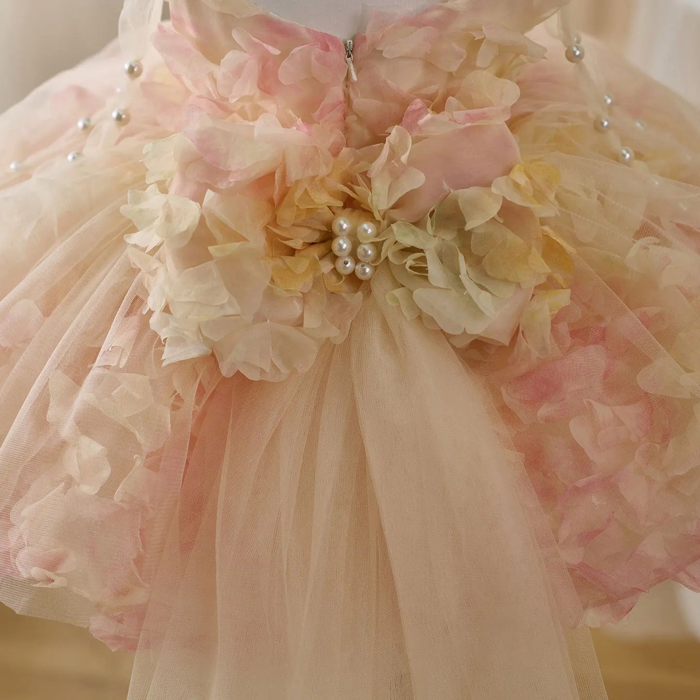 Robe de princesse fille - Fleurs et perles