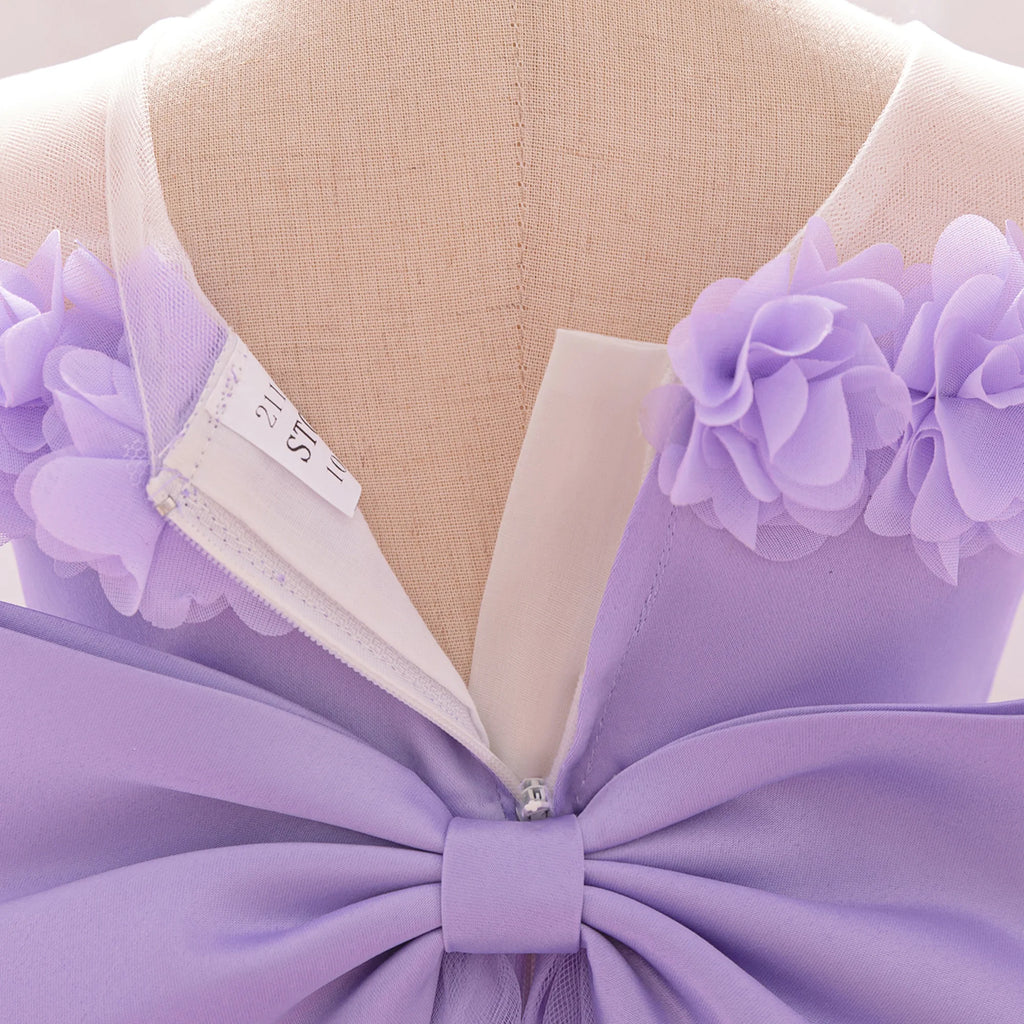 Vestido de gala Melissa con cola y flores