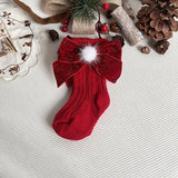  Chaussette de Noël pour fille rouge court ponpon