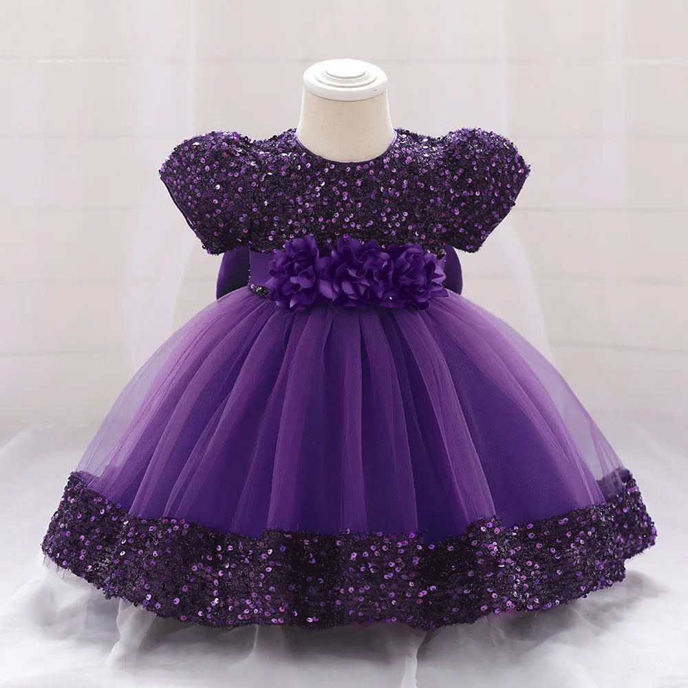 Robe de Noël fille fleur violet