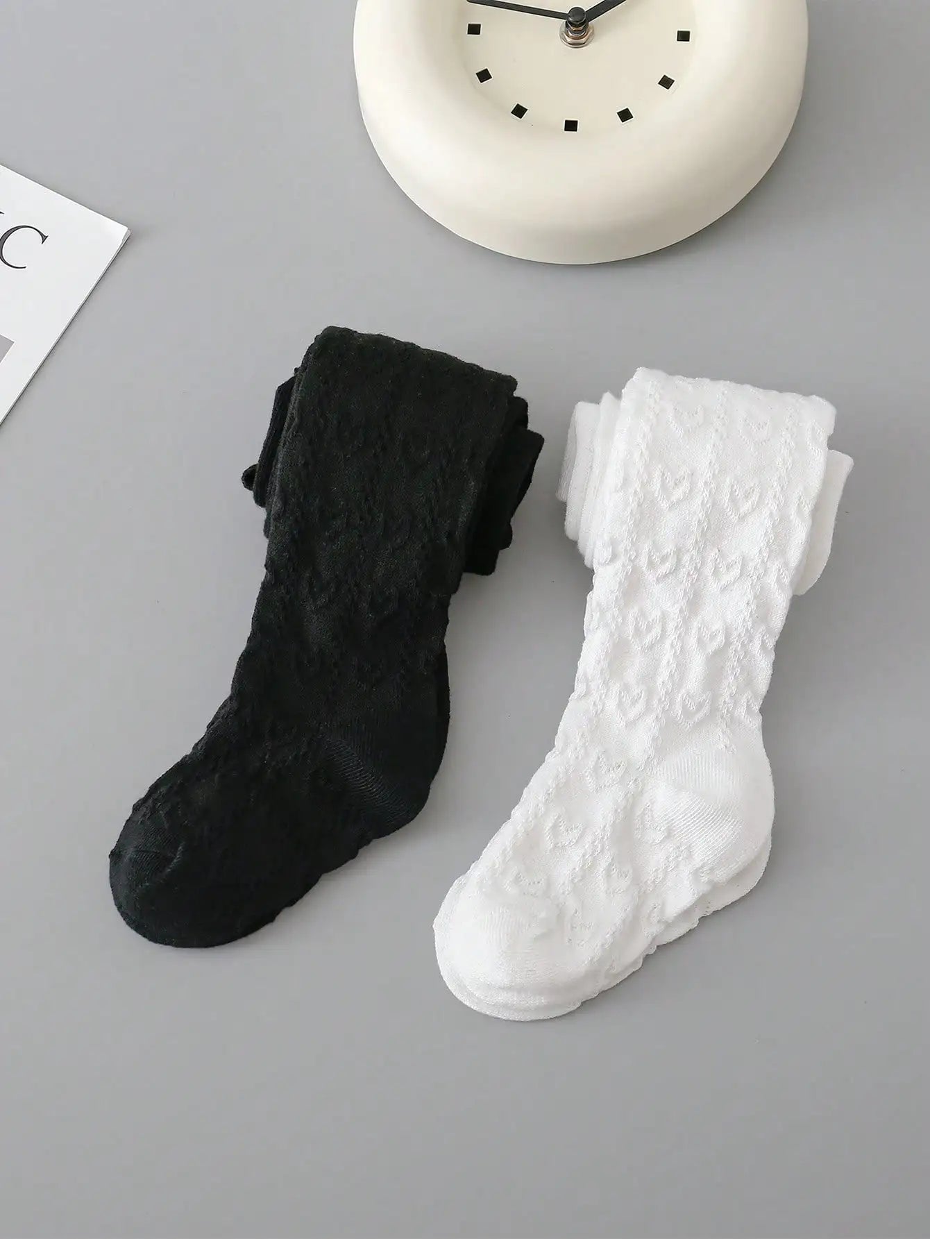 2 paia di collant neri/bianchi