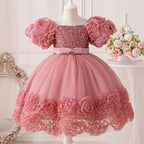 Vestido de cumpleaños para niña, talla grande, rosa
